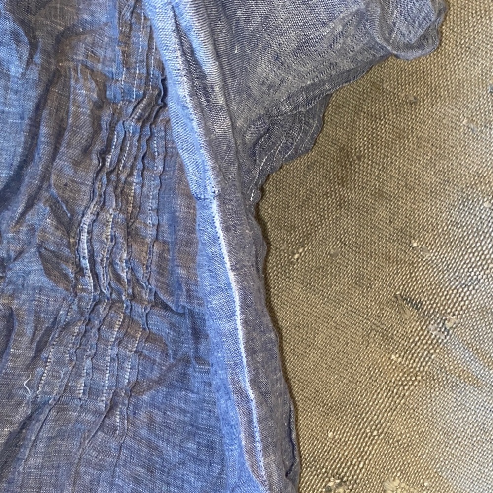 CP Shades Chambray Blue 100% Linen Tunic mini Dress sz Small - Picture 10 of 13